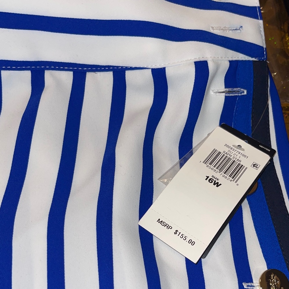 Lauren Ralph Lauren Blue and White Striped Wide Leg Pants - Picture 8 of 8